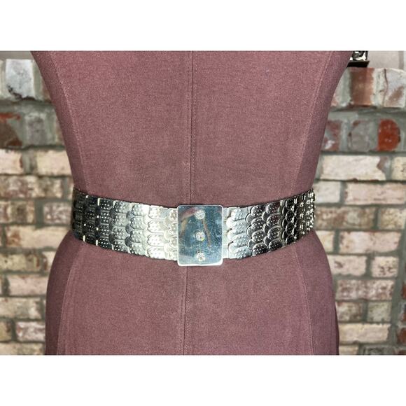 belt fish scale silver jeweled buckle elastic main image 7
